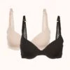 The T-Shirt Bra Bundle: Jet Black/Toasted Almond -Wear Lively Shop 01 on model front tshirt bra pack jet black toasted almond 0fe1963c a6f0 40e0 9f33 afd0c6700435