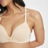 The All-Day Deep V No-Wire: Toasted Almond -Wear Lively Shop 1 on model front all day deep v no wire toasted almond