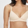The All-Day Plunge No-Wire Bra: Toasted Almond 8 The All-Day Plunge No-Wire Bra: Toasted Almond -Wear Lively Shop 1 on model front all day plunge no wire toasted almond