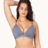 The Busty Bralette: Smoke -Wear Lively Shop 1 on model front busty bralette smoke