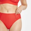 The Lace High Waist Bikini: Tomato Red -Wear Lively Shop 1 on model front lace high waist bikini tomato
