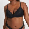 The Lace No-Wire Push-Up: Jet Black -Wear Lively Shop 1 on model front lace no wire push up jet black