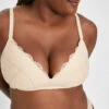 The Lace No-Wire Push-Up: Toasted Almond -Wear Lively Shop 1 on model front lace no wire push up toasted almond