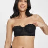 The Lace Strapless: Jet Black -Wear Lively Shop 1 on model front lace strapless jet black
