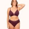The Luxe Trim Busty Bralette: Plum -Wear Lively Shop 1 on model front luxe trim busty bralette plum 93f8ce59 5574 47bd 9175 9881a9b37e7e