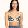 The Mesh Trim Bralette: Retro Blooms -Wear Lively Shop 1 on model front mesh trim bralette retro bloom