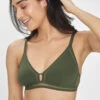 The Mesh Trim Bralette: Rich Olive -Wear Lively Shop 1 on model front mesh trim bralette rich olive