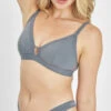 The Mesh Trim Nursing Bralette: Smoke 14 The Mesh Trim Nursing Bralette: Smoke -Wear Lively Shop 1 on model front mesh trim nursing bralette smoke