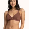 The Mesh Trim Padded Bralette: Umber -Wear Lively Shop 1 on model front mesh trim padded bralette umber