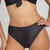 The Swim Ribbed High Waist Bikini Bottom: Jet Black -Wear Lively Shop 1 on model front ribbed high waist bikini jet black f4c19f4c dce0 4a0c 8012 7f60c69e89b4