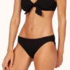 The Swim Ruched Bikini Bottom: Jet Black -Wear Lively Shop 1 on model front ruched bikini jet black