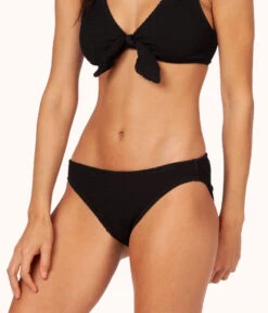 The Swim Ruched Bikini Bottom: Jet Black
