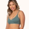 The Skinny-Strap Seamless Bralette: Harbor Green -Wear Lively Shop 1 on model front skinny strap seamless bralette harbor green