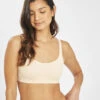 The Sleek Scoop Bralette: Toasted Almond -Wear Lively Shop 1 on model front sleek scoop bralette toasted almond