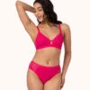 The Smooth Lace Bralette: Magenta 15 The Smooth Lace Bralette: Magenta -Wear Lively Shop 1 on model front smooth lace bralette magenta