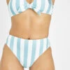 The Swim High Waist Bikini Bottom: Cabana Stripe -Wear Lively Shop 1 on model front swim high waist bikini bottom cabana stripe