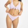 The Swim Ruched Bikini Bottom: Lilac -Wear Lively Shop 1 on model front swim ruched bikini bottom lilac