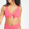 The Swim Ruched Plunge Bralette: Electric Pink -Wear Lively Shop 1 on model front swim ruched plunge bralette electric pink