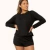 The Terry-Soft Sweatshirt: Jet Black -Wear Lively Shop 1 on model front terry soft sweatshirt jet black bc0ae693 960a 42a3 96a0 0865cc745373