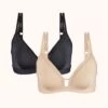 The Mesh Trim Padded Bralette Bundle: Toasted Almond/Jet Black -Wear Lively Shop 1 product flat front mesh trim padded bralette bundle multi