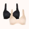 The Minimizer Bra Bundle: Jet Black/Toasted Almond -Wear Lively Shop 1 product flat front minimizer bra bundle multi