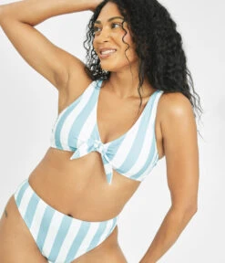 The Plunge Bralette & Bikini Swim Bundle: Cabana Stripe -Wear Lively Shop 2 on model front swim plunge bralette cabana stripe 789d2dbb f416 46e0 a9ef ca83f3c82cb4