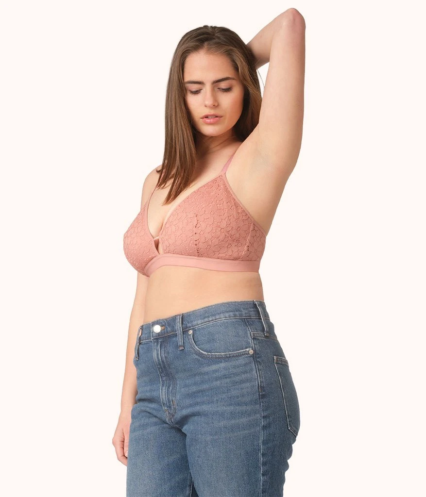 The Floral Lace Busty Bralette: Shell Pink 2 The Floral Lace Busty Bralette: Shell Pink - Image 2