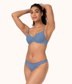 Wear Lively Shop -Wear Lively Shop 2 on model front1 lace no wire push up vintage indigo