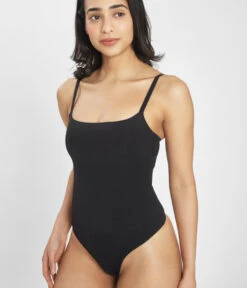 Wear Lively Shop -Wear Lively Shop 2 on model front1 sleek bodysuit jet black