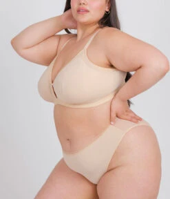 Wear Lively Shop -Wear Lively Shop 2 on model side busty bra toasted almond