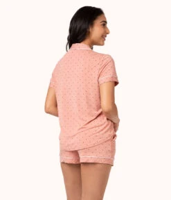 The All-Day Lounge Short: Pepper Dot/Shell Pink -Wear Lively Shop 3 on model back all day lounge short dot print