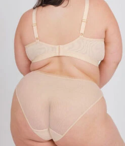 The Busty Bralette: Toasted Almond -Wear Lively Shop 3 on model back busty bra toasted almond