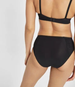 The Lace High Waist Bikini: Jet Black -Wear Lively Shop 3 on model back lace high waist bikini jet black