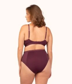 The Luxe Trim Busty Bralette: Plum -Wear Lively Shop 3 on model back luxe trim busty bralette plum 64239790 6002 4cca 8f23 8b4a99e2b57f