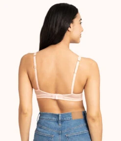 The Mesh Trim Bralette: Retro Blooms -Wear Lively Shop 3 on model back mesh trim bralette retro bloom