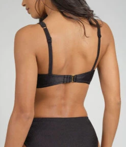 The Swim Ribbed Plunge Bralette: Jet Black -Wear Lively Shop 3 on model back ribbed plunge bralette jet black aedbba09 1aba 4540 a8de cd54780f5b50