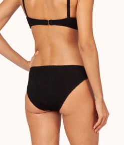 The Swim Ruched Bikini Bottom: Jet Black -Wear Lively Shop 3 on model back ruched bikini jet black