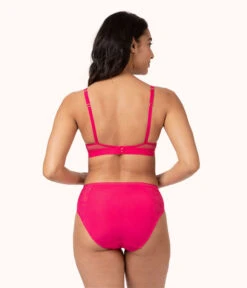 The Smooth Lace Bralette: Magenta -Wear Lively Shop 3 on model back smooth lace bralette magenta