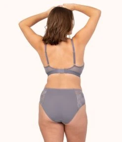 The Smooth Lace Busty Bralette: Smoke -Wear Lively Shop 3 on model back smooth lace busty bralette smoke 54b2932a 5a0d 4d05 a3ad 16a0f21ab03d