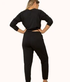 The Terry-Soft Jogger: Jet Black -Wear Lively Shop 3 on model back terry soft jogger jet black 6b3d8aa7 87fb 48af 9494 52b62964ffa7