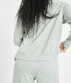 The Terry-Soft Sweatshirt: Heather Gray -Wear Lively Shop 3 on model back terry soft sweatshirt heather gray