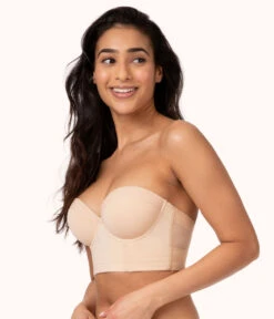The Low Back Strapless: Toasted Almond -Wear Lively Shop 3 on model front2 low back strapless toasted almond ca235923 383e 4024 bfc7 2541705a84a9