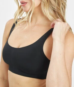 The Sleek Scoop Bralette: Jet Black 8 The Sleek Scoop Bralette: Jet Black -Wear Lively Shop 3 on model front2 sleek scoop bralette jet black