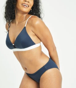 The Bralette & High Waist Swim Bundle: Navy -Wear Lively Shop 3 on model side swim bralette navy white 5d4d6557 ec30 48e6 ac7a 08eb56b9a9ef