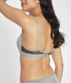 The All-Day Deep V No-Wire: Heather Gray -Wear Lively Shop 4 on model back all day deep v no wire heather gray
