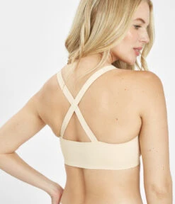 The Sleek Crossback Bralette: Toasted Almond 9 The Sleek Crossback Bralette: Toasted Almond -Wear Lively Shop 4 on model back sleek cross back bralette toasted almond