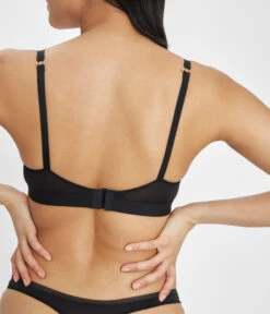 The Spacer Balconette Bra: Jet Black -Wear Lively Shop 4 on model back spacer balconette jet black