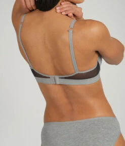 The All-Day T-Shirt Bra: Heather Gray -Wear Lively Shop 4 on model back1 all day tshirt bra heather gray