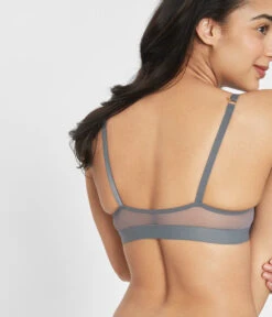 The Front Close No-Wire Bra: Smoke -Wear Lively Shop 4 on model back1 front close no wire smoke