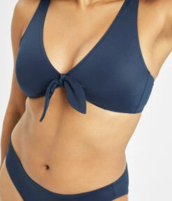 The Swim Plunge Bralette: Navy -Wear Lively Shop 4 on model front1 swim plunge bralette navy